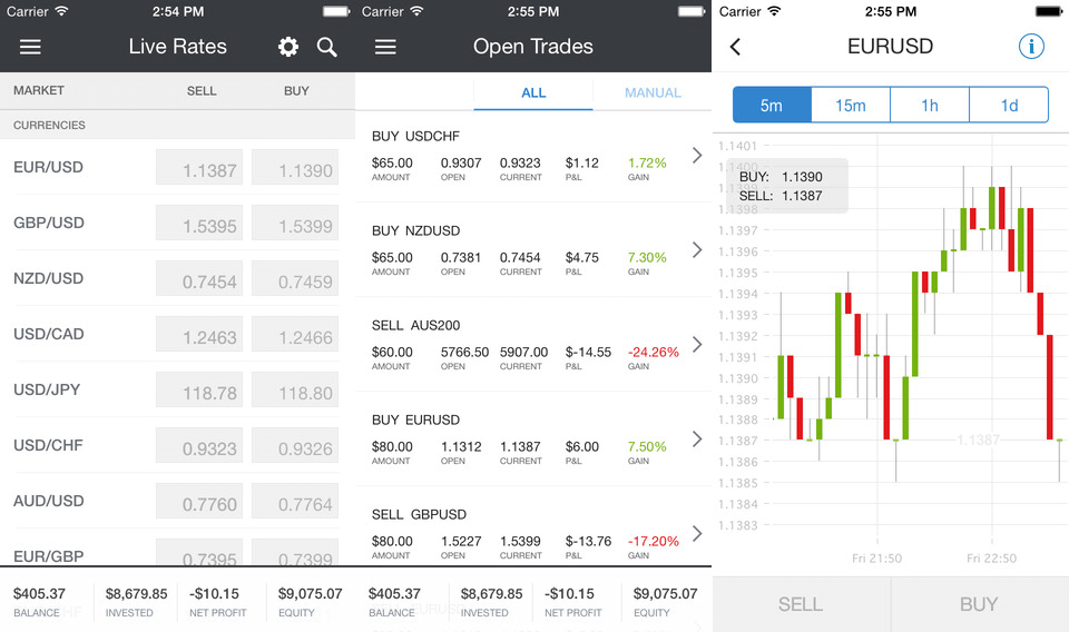 eToro Apps Screens