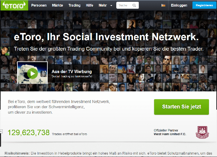 eToro Webseite